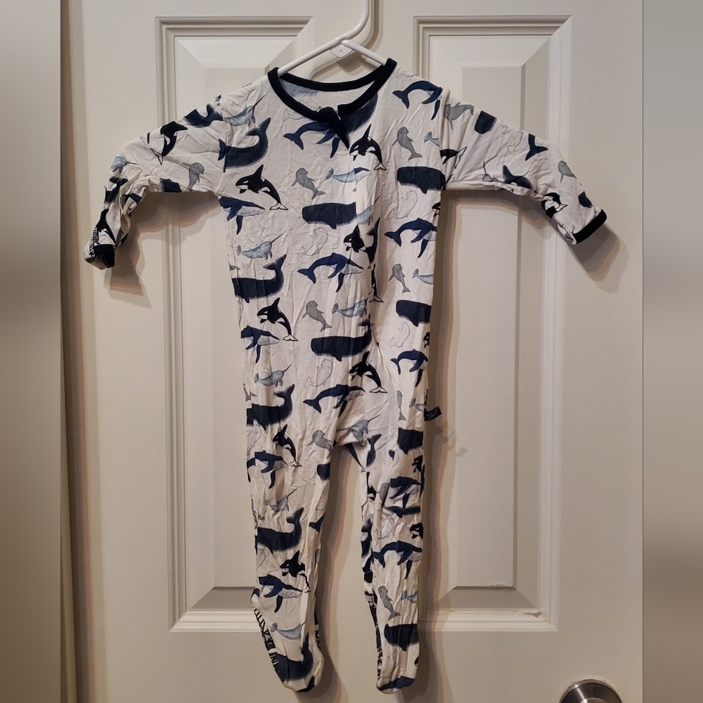 Peregrine Bamboo Nautical Whale Print Kids Footie Pajama